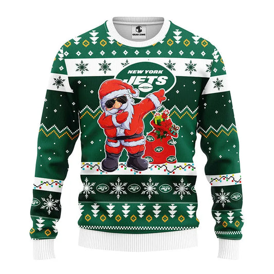 New York Jets Dabbing Santa Claus Ugly Christmas Sweater BGSWT177