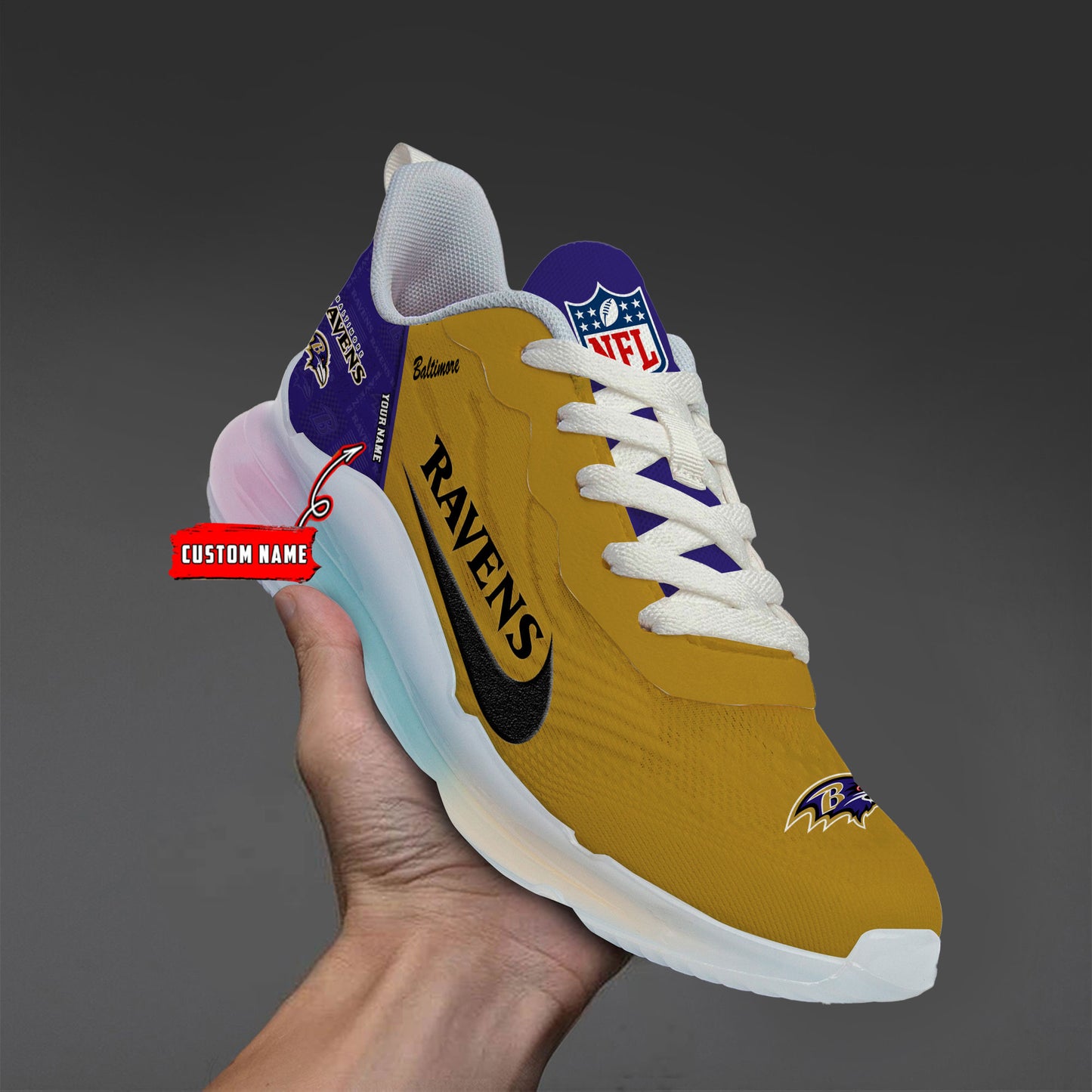 Baltimore Ravens Rainbow Cushion Running Shoes AZBTCRS00003