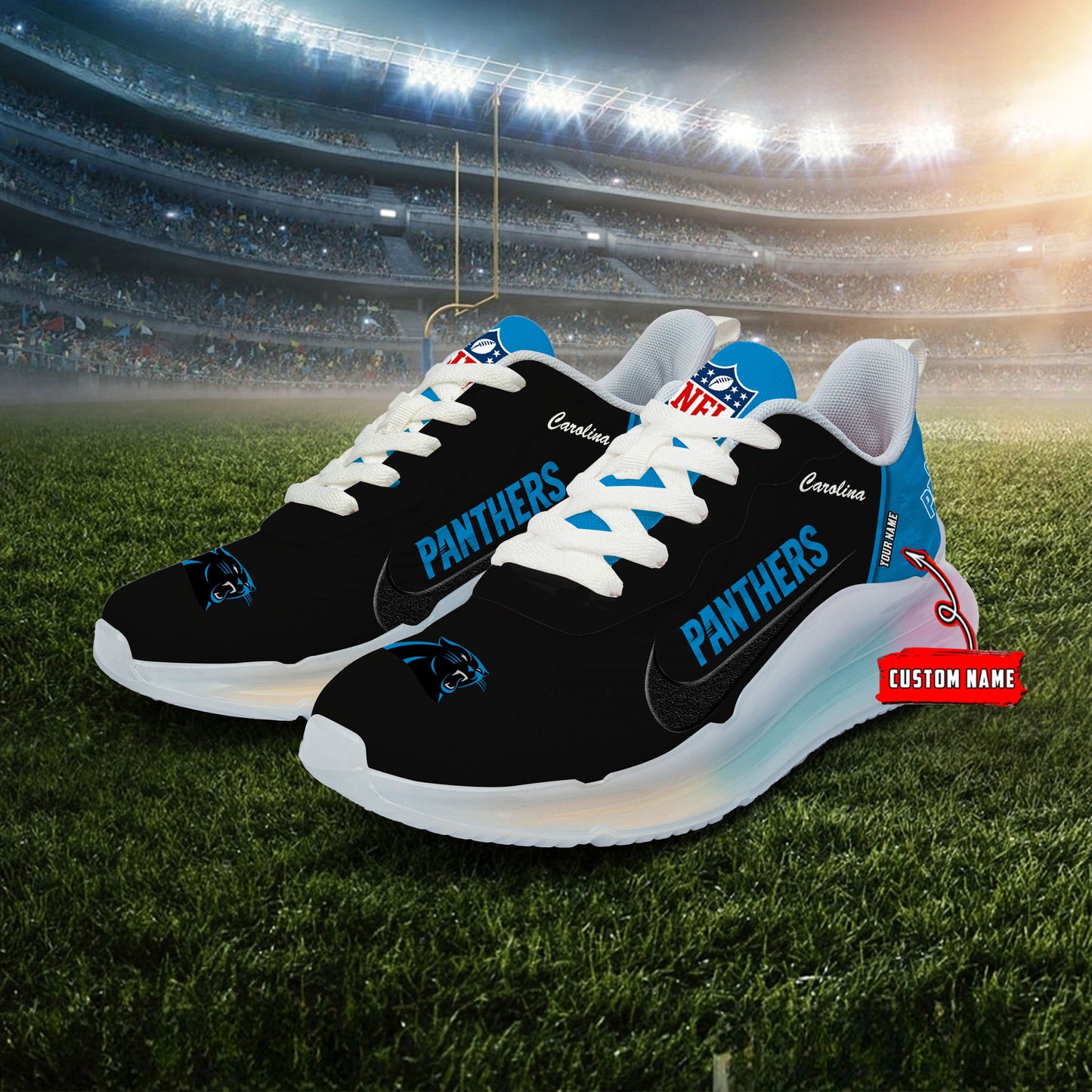 Carolina Panthers Rainbow Cushion Running Shoes AZBTCRS00005