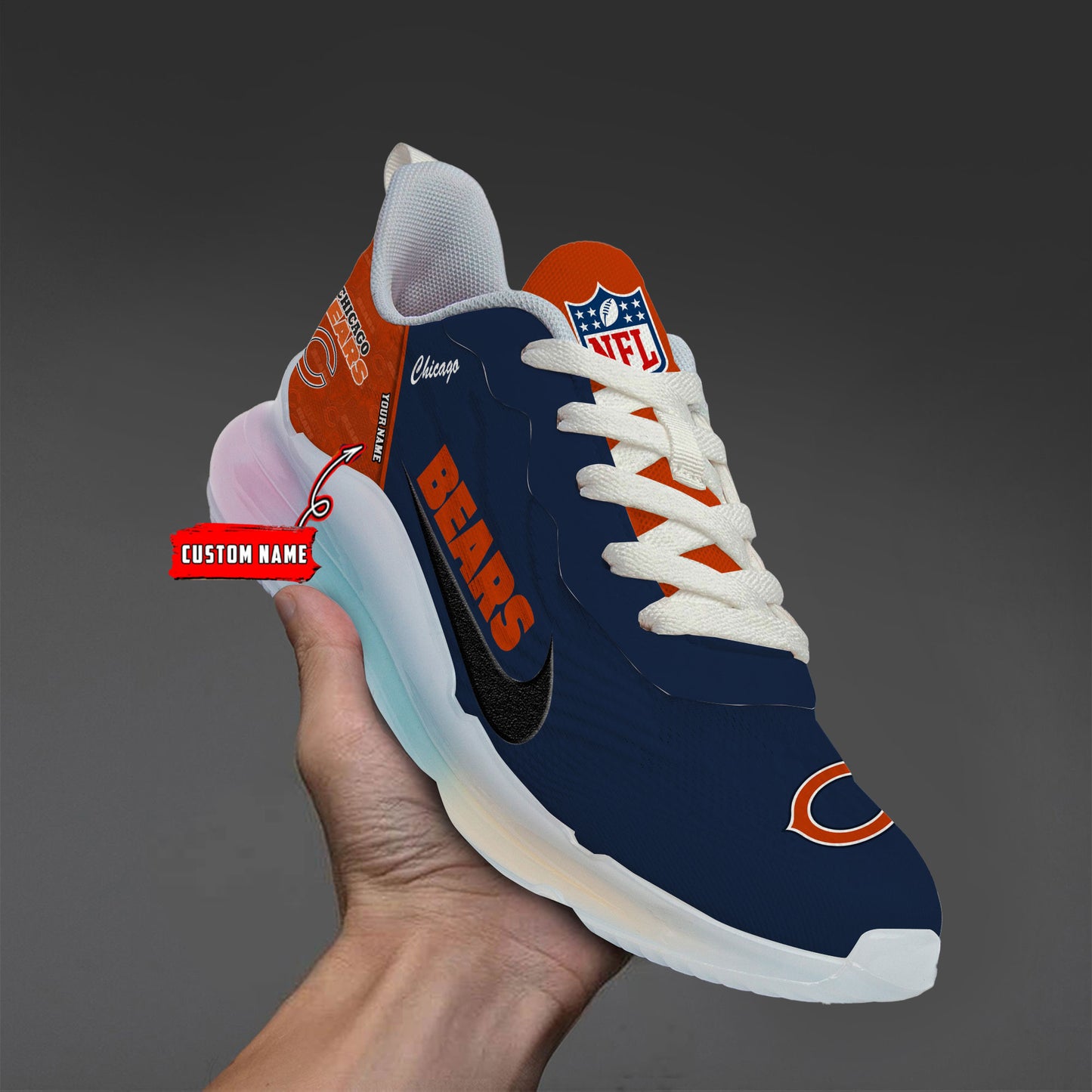 Chicago Bears Rainbow Cushion Running Shoes AZBTCRS00006