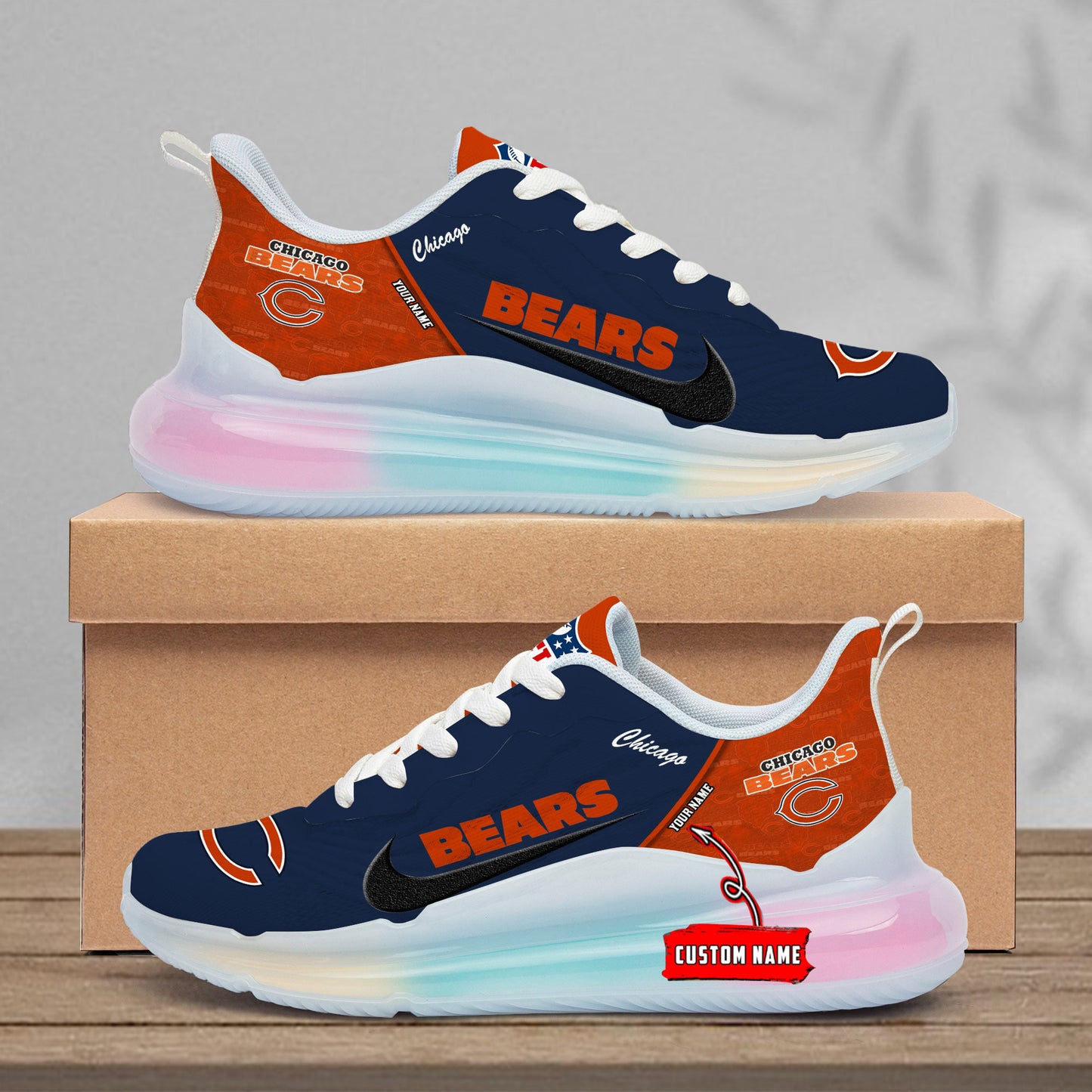 Chicago Bears Rainbow Cushion Running Shoes AZBTCRS00006