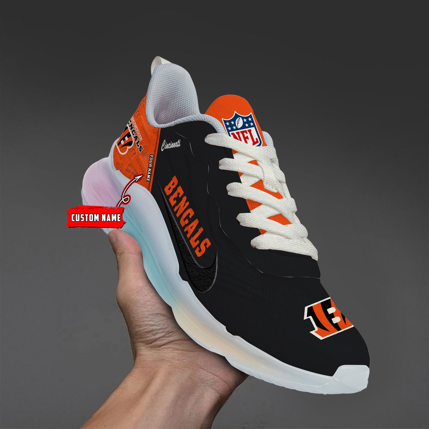 Cincinnati Bengals Rainbow Cushion Running Shoes AZBTCRS00007