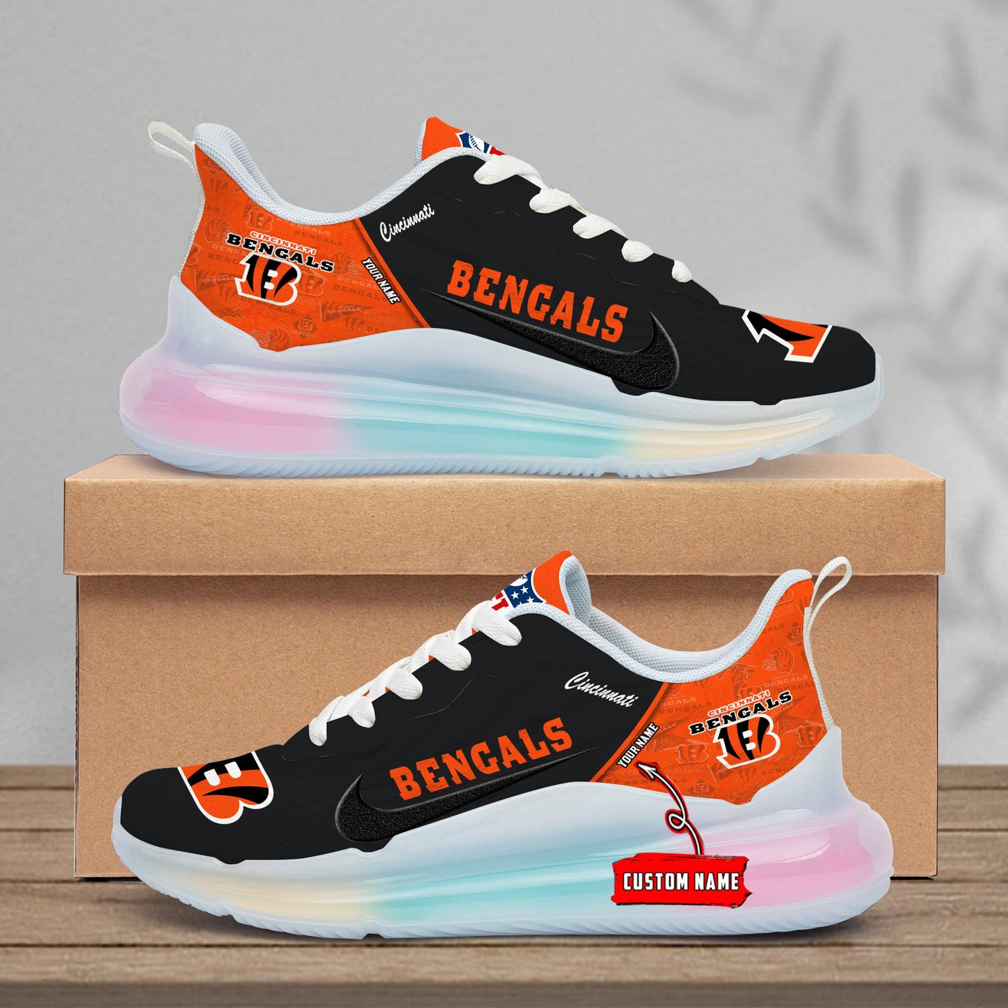 Cincinnati Bengals Rainbow Cushion Running Shoes AZBTCRS00007