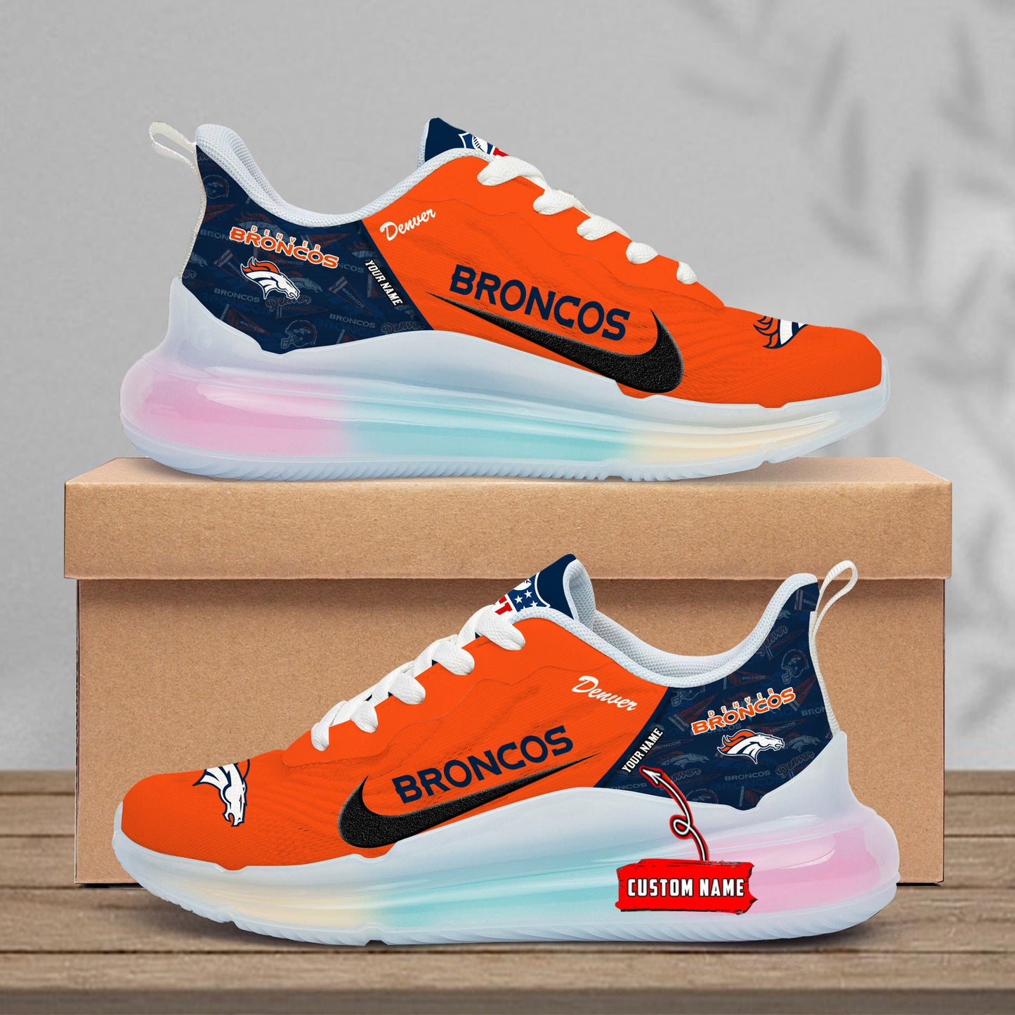 Denver Broncos  Rainbow Cushion Running Shoes AZBTCRS00010