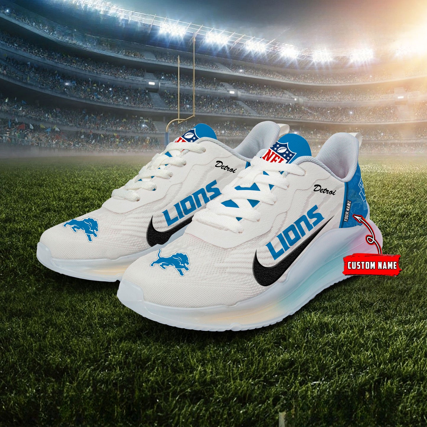 Detroit Lions  Rainbow Cushion Running Shoes AZBTCRS00011