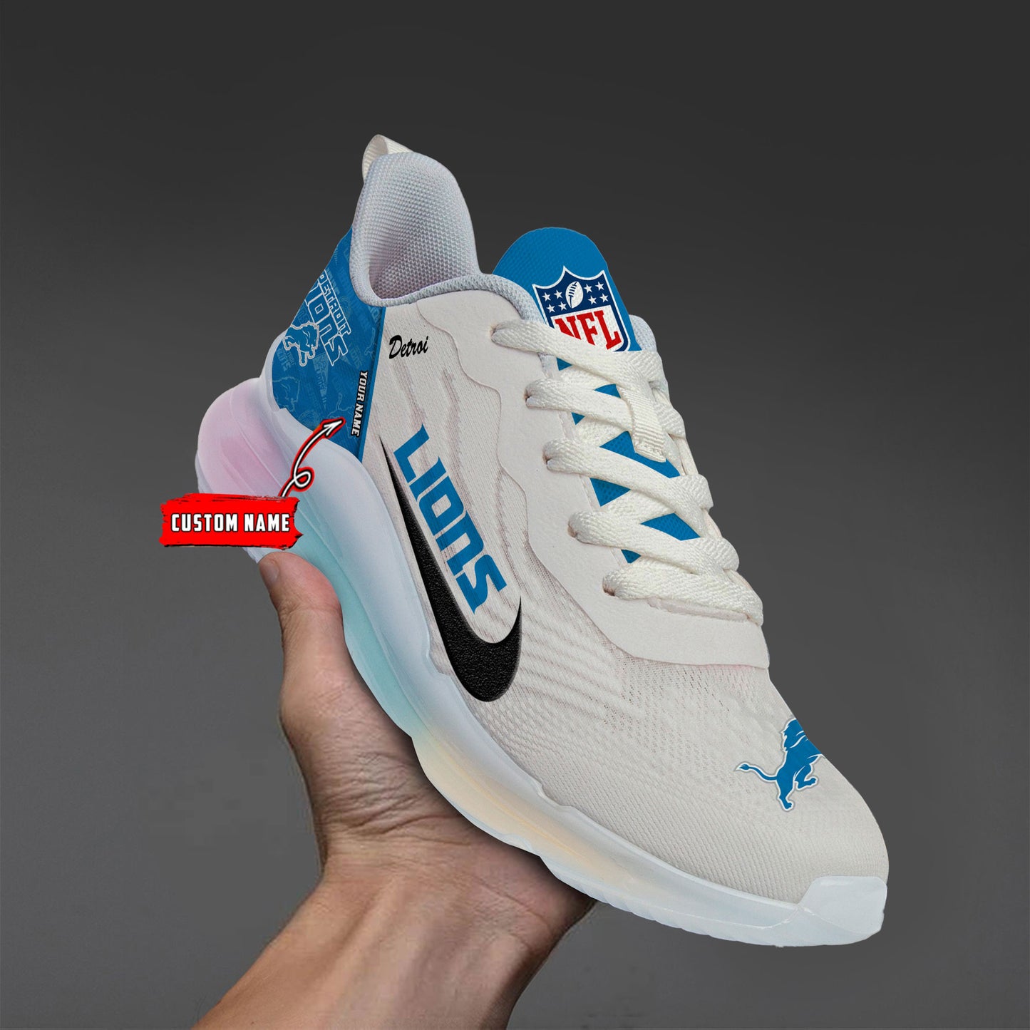 Detroit Lions  Rainbow Cushion Running Shoes AZBTCRS00011