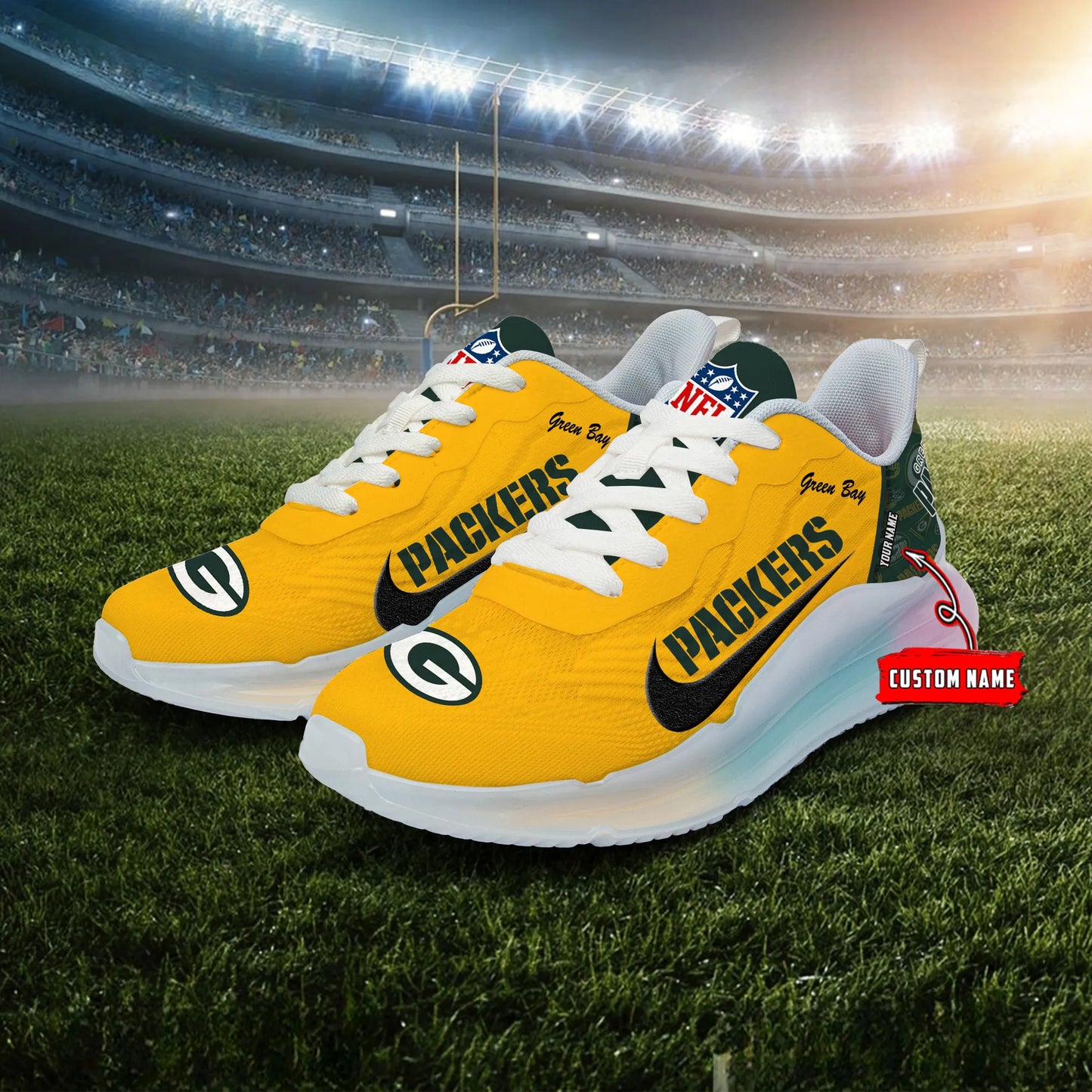 Green Bay PackeCRS Rainbow Cushion Running Shoes AZBTCRS00012