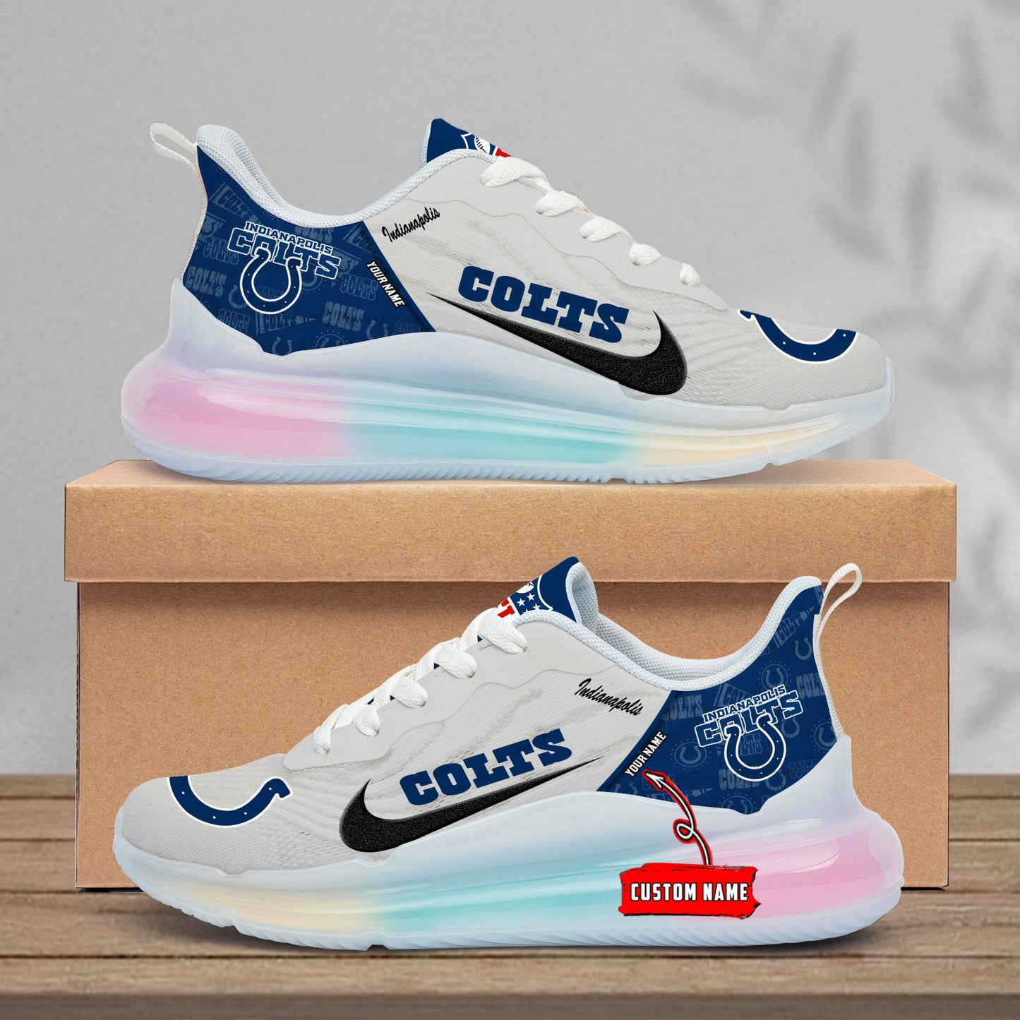 Indianapolis Colts  Rainbow Cushion Running Shoes AZBTCRS00014