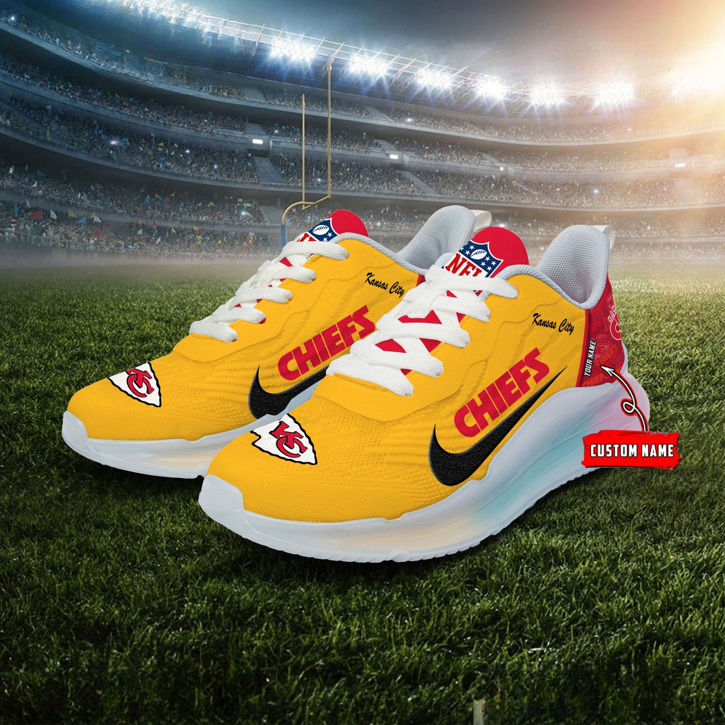 Kansas City Chiefs Rainbow Cushion Running Shoes AZBTCRS00016