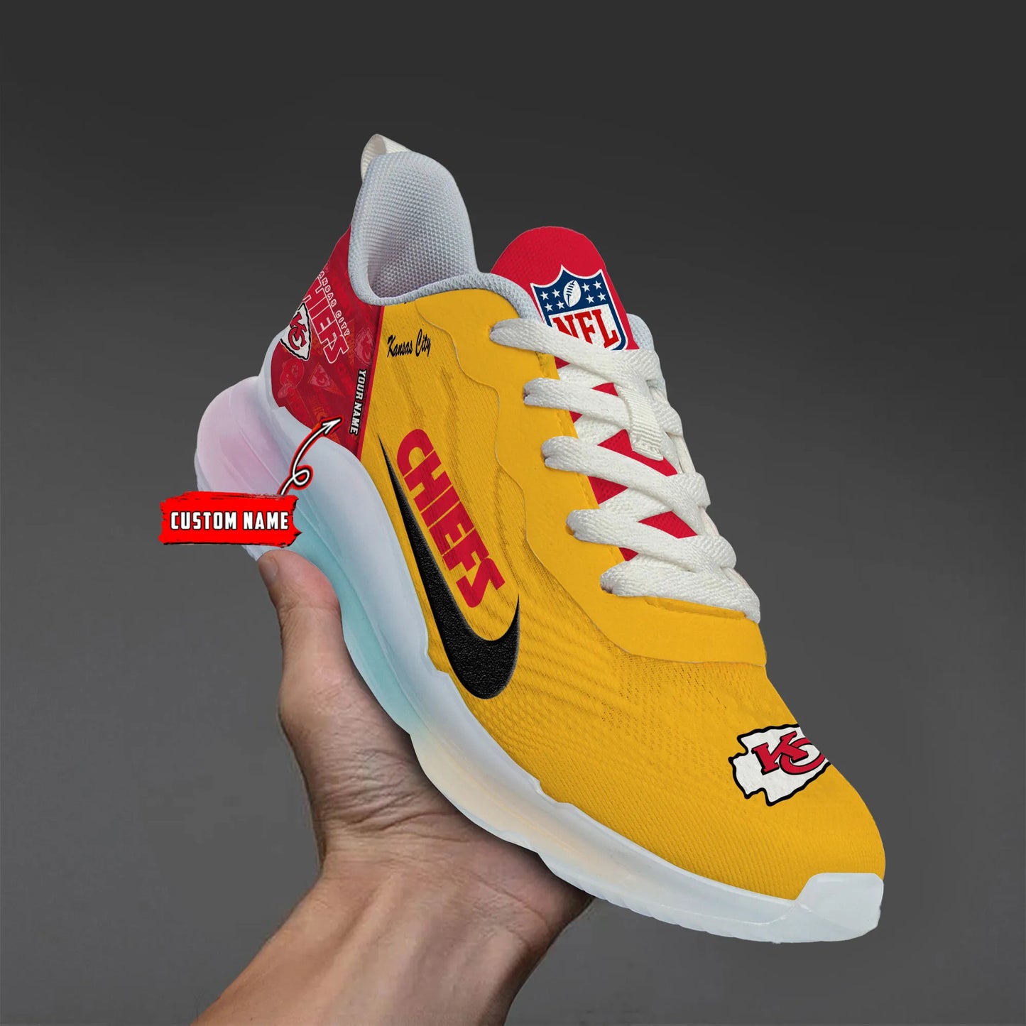 Kansas City Chiefs Rainbow Cushion Running Shoes AZBTCRS00016