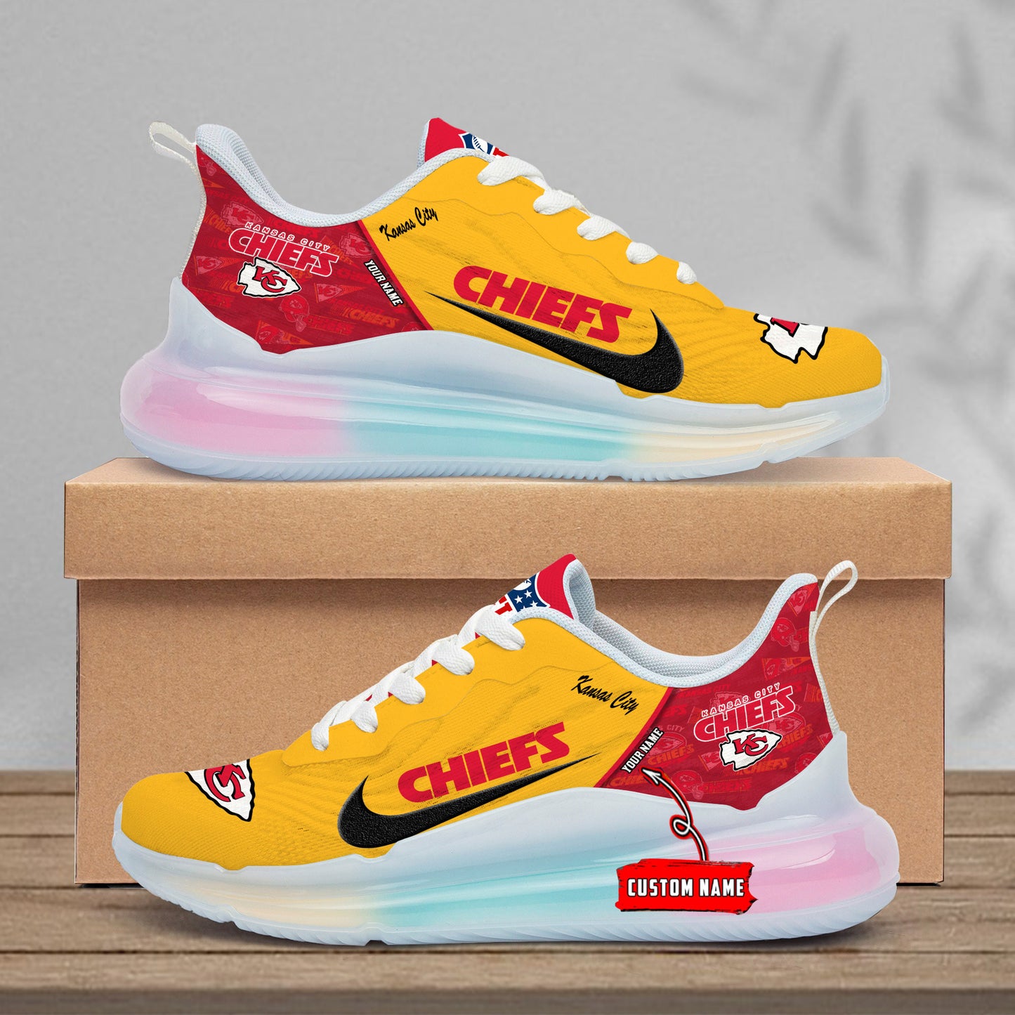 Kansas City Chiefs Rainbow Cushion Running Shoes AZBTCRS00016