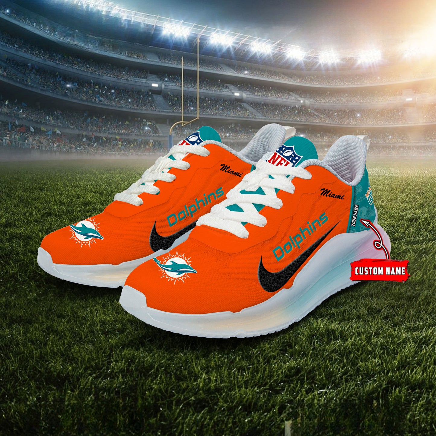 Miami Dolphins  Rainbow Cushion Running Shoes AZBTCRS00017