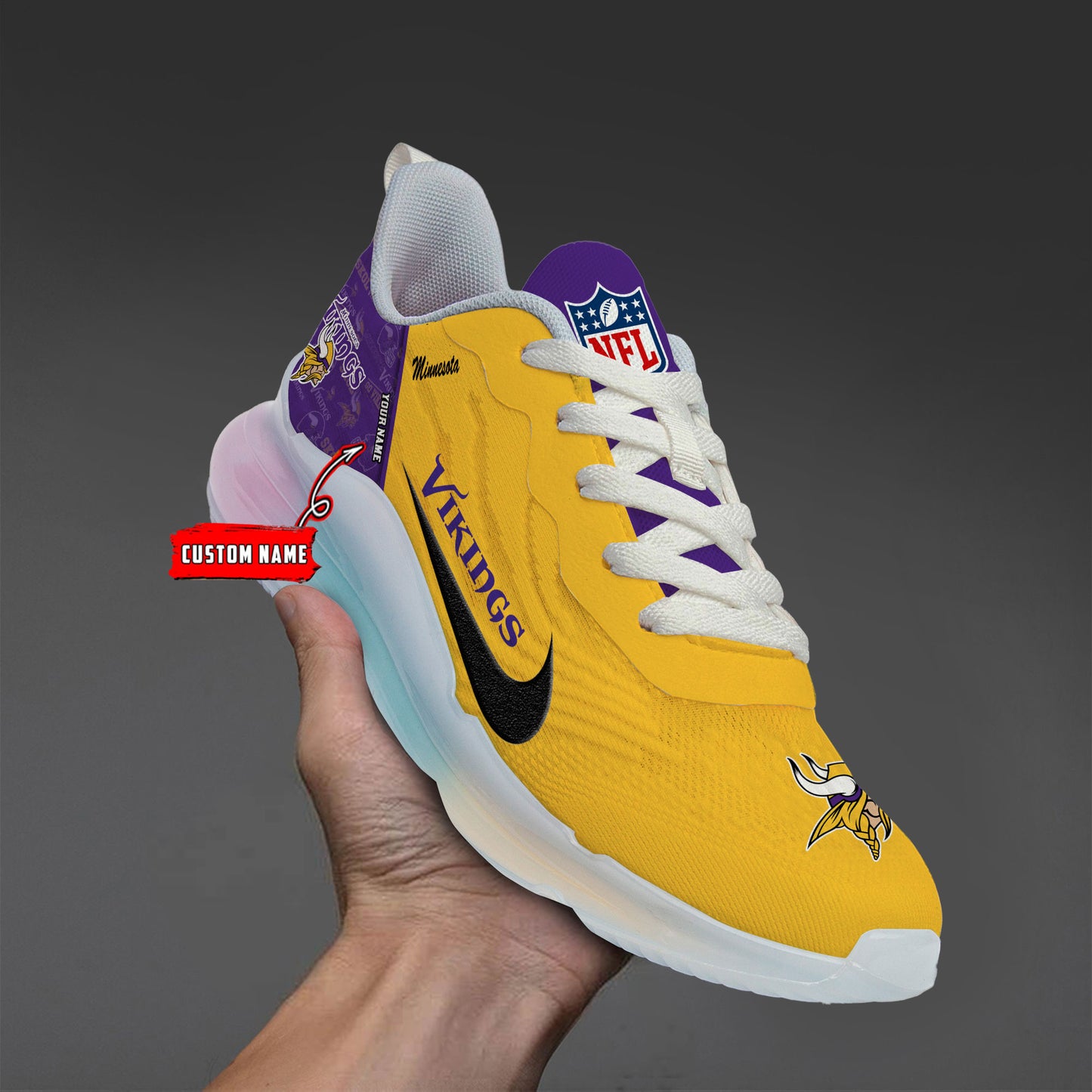 Minnesota Vikings  Rainbow Cushion Running Shoes AZBTCRS00018