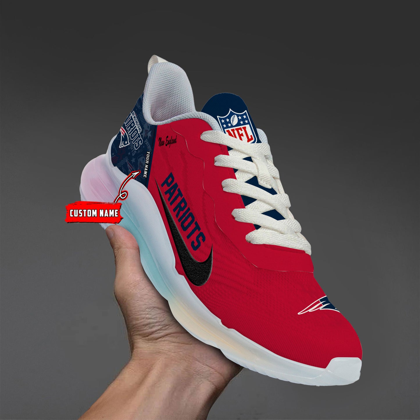 New England Patriots Rainbow Cushion Running Shoes AZBTCRS00019