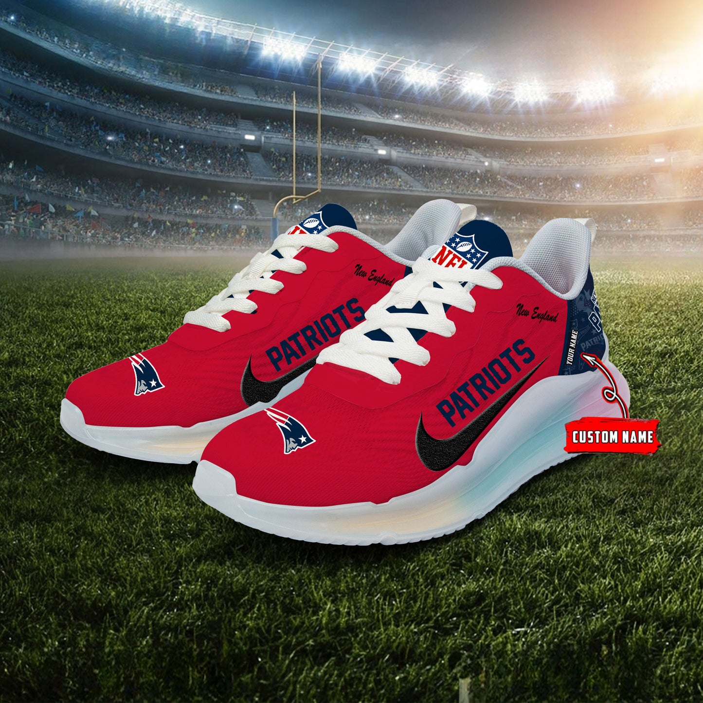 New England Patriots Rainbow Cushion Running Shoes AZBTCRS00019