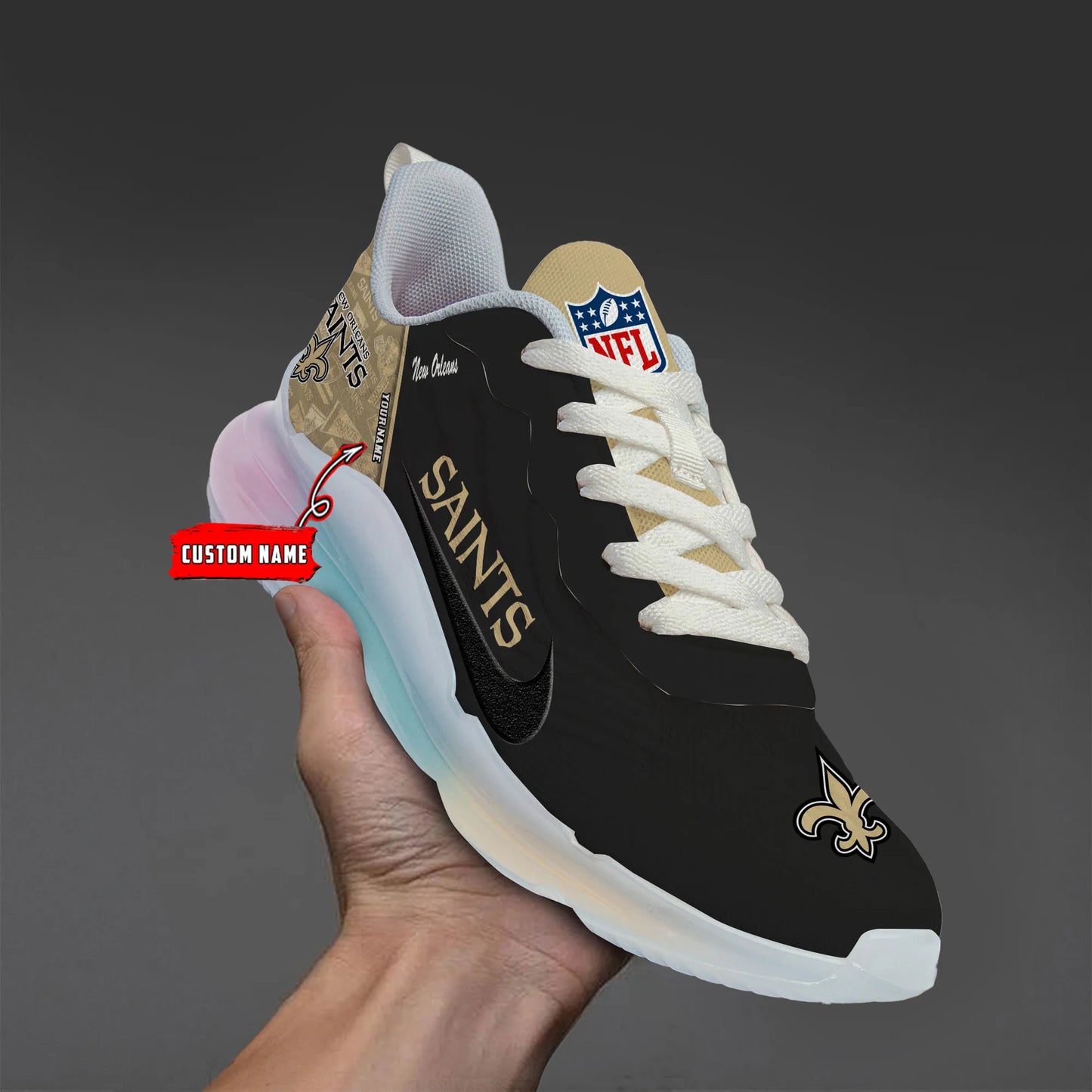 New Orleans Saints Rainbow Cushion Running Shoes AZBTCRS00020