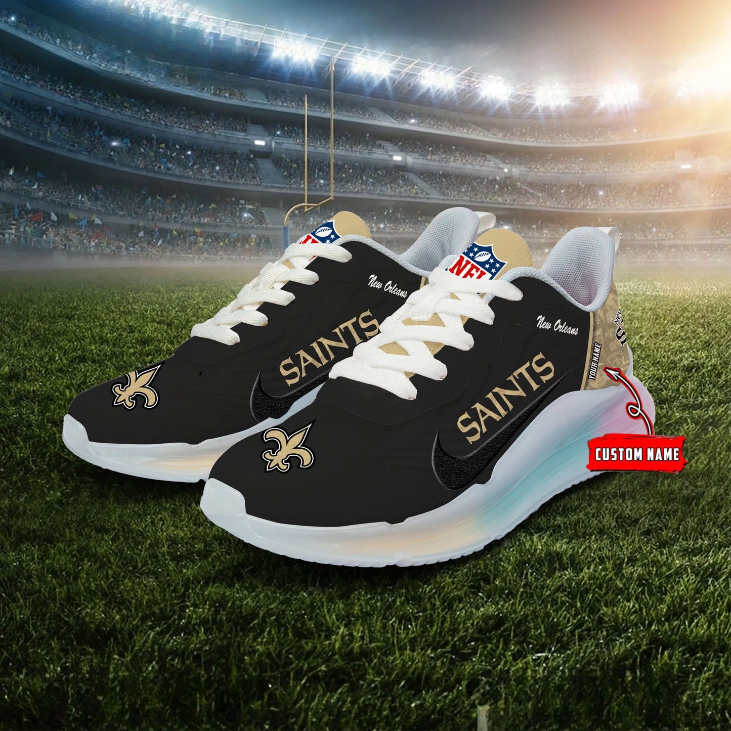 New Orleans Saints Rainbow Cushion Running Shoes AZBTCRS00020