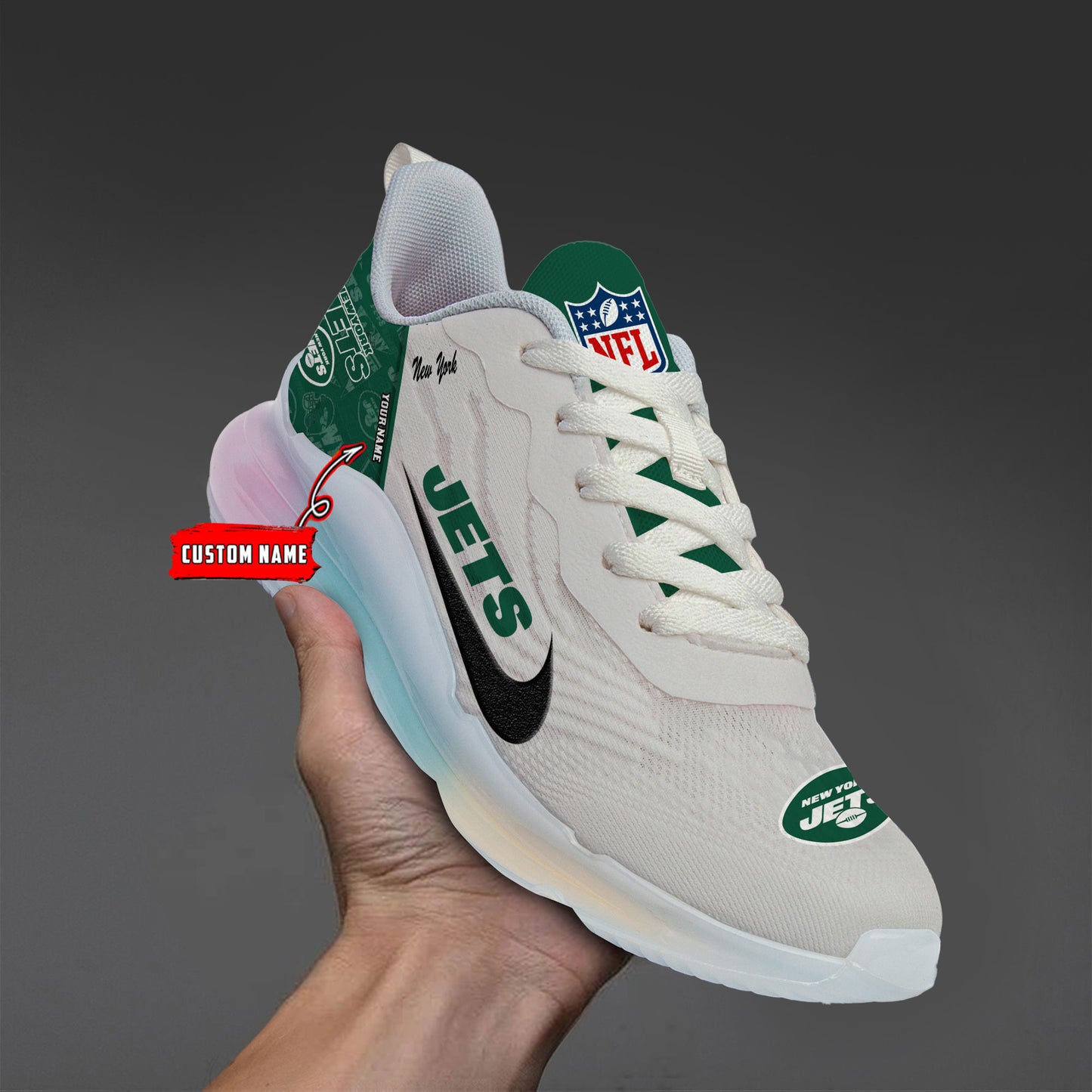 New York Jets Rainbow Cushion Running Shoes AZBTCRS00022