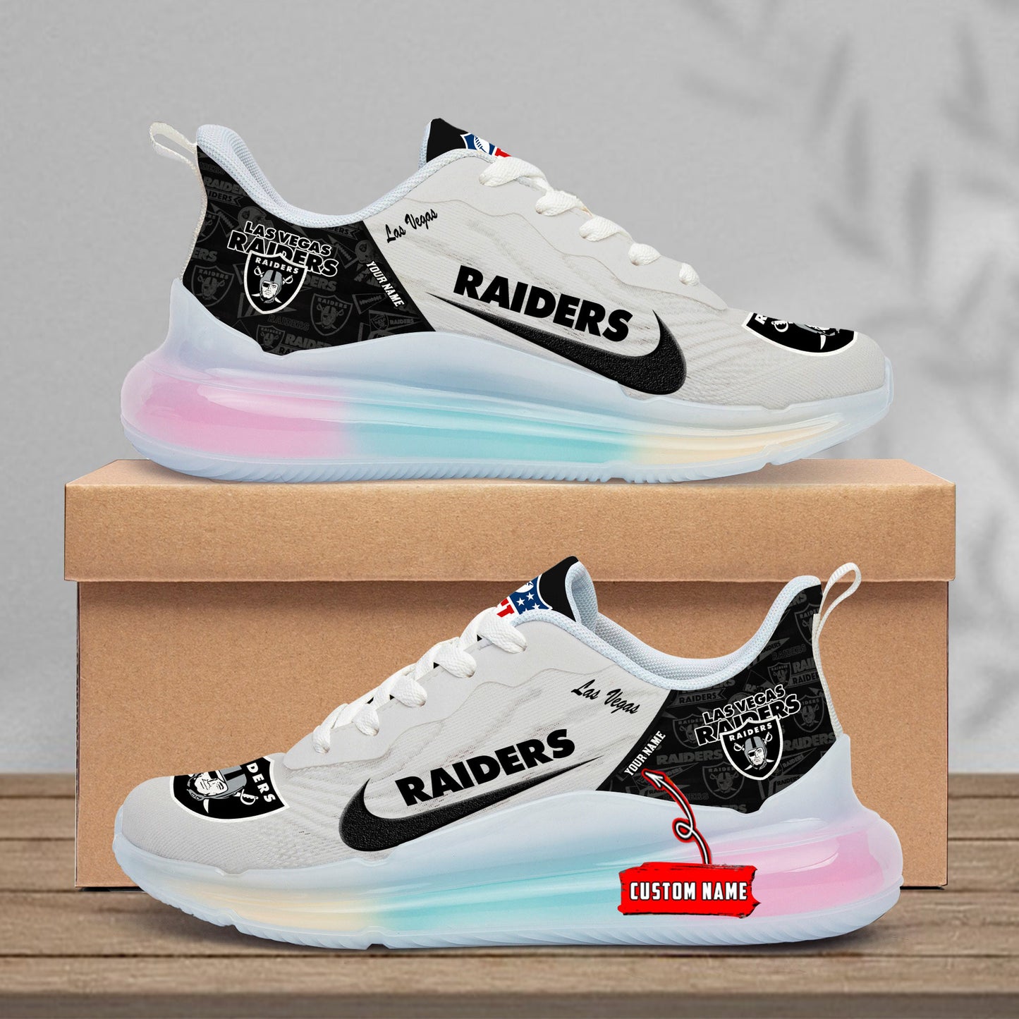 Las Vegas Raiders Rainbow Cushion Running Shoes AZBTCRS00023