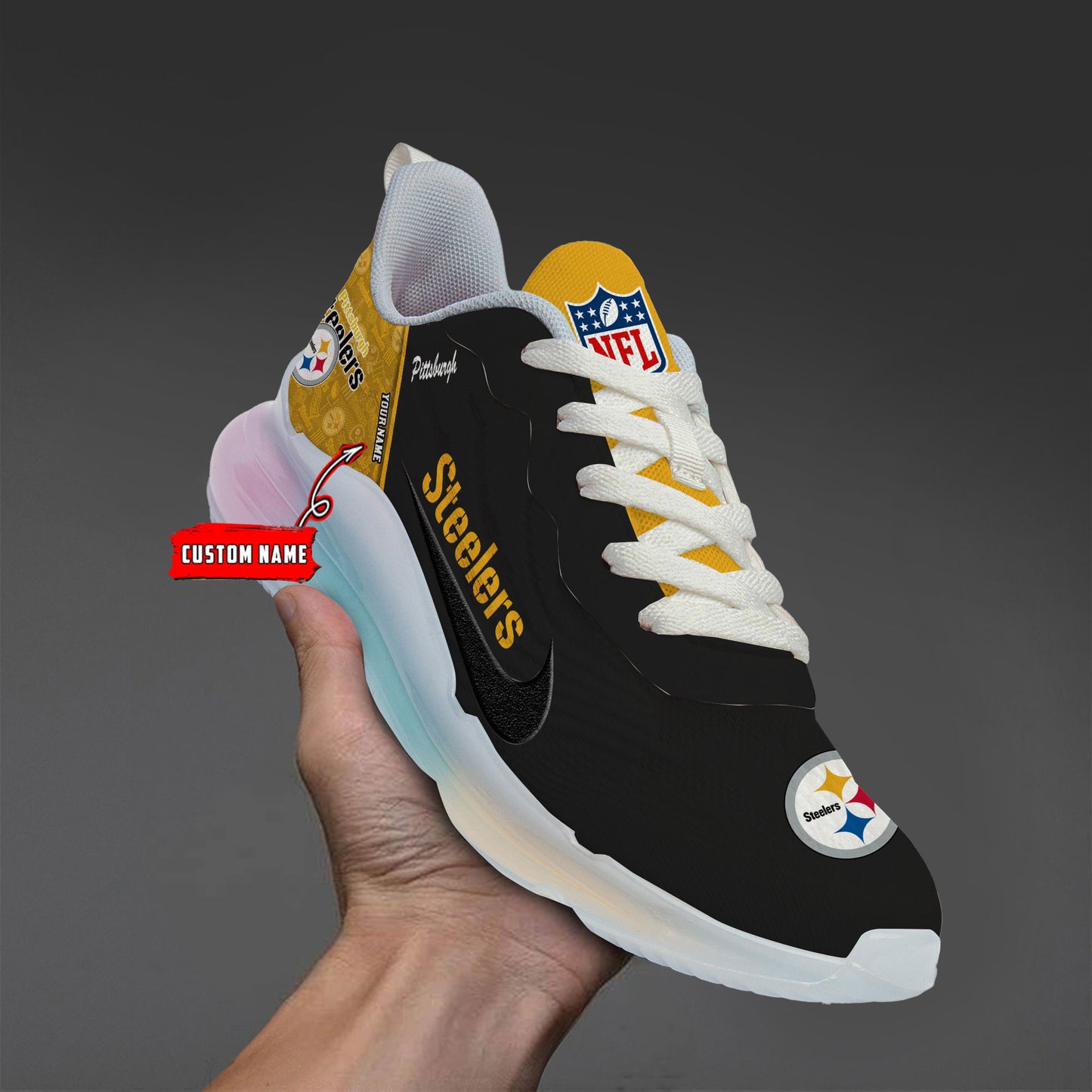 Pittsburgh Steelers  Rainbow Cushion Running Shoes AZBTCRS00025