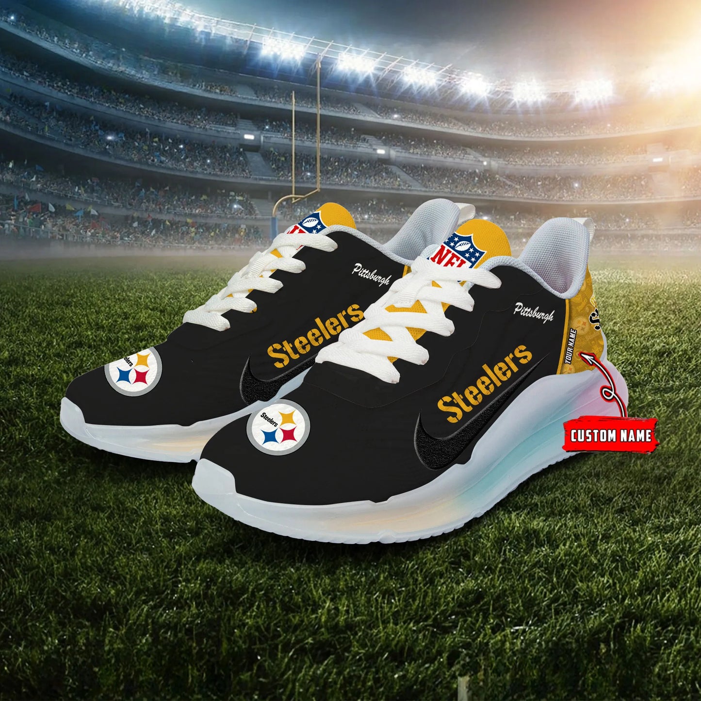 Pittsburgh Steelers  Rainbow Cushion Running Shoes AZBTCRS00025