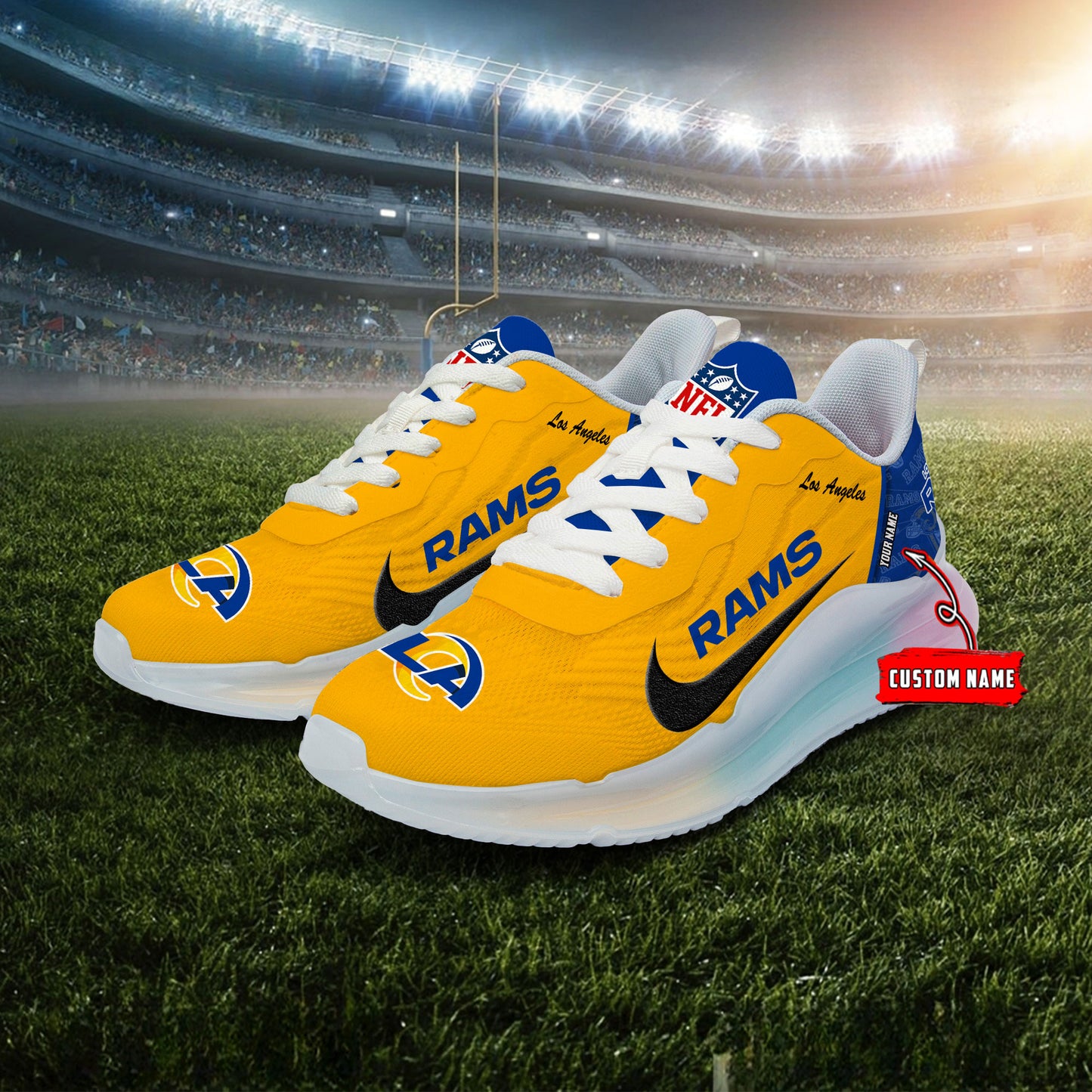 Los Angeles Rams Rainbow Cushion Running Shoes AZBTCRS00026