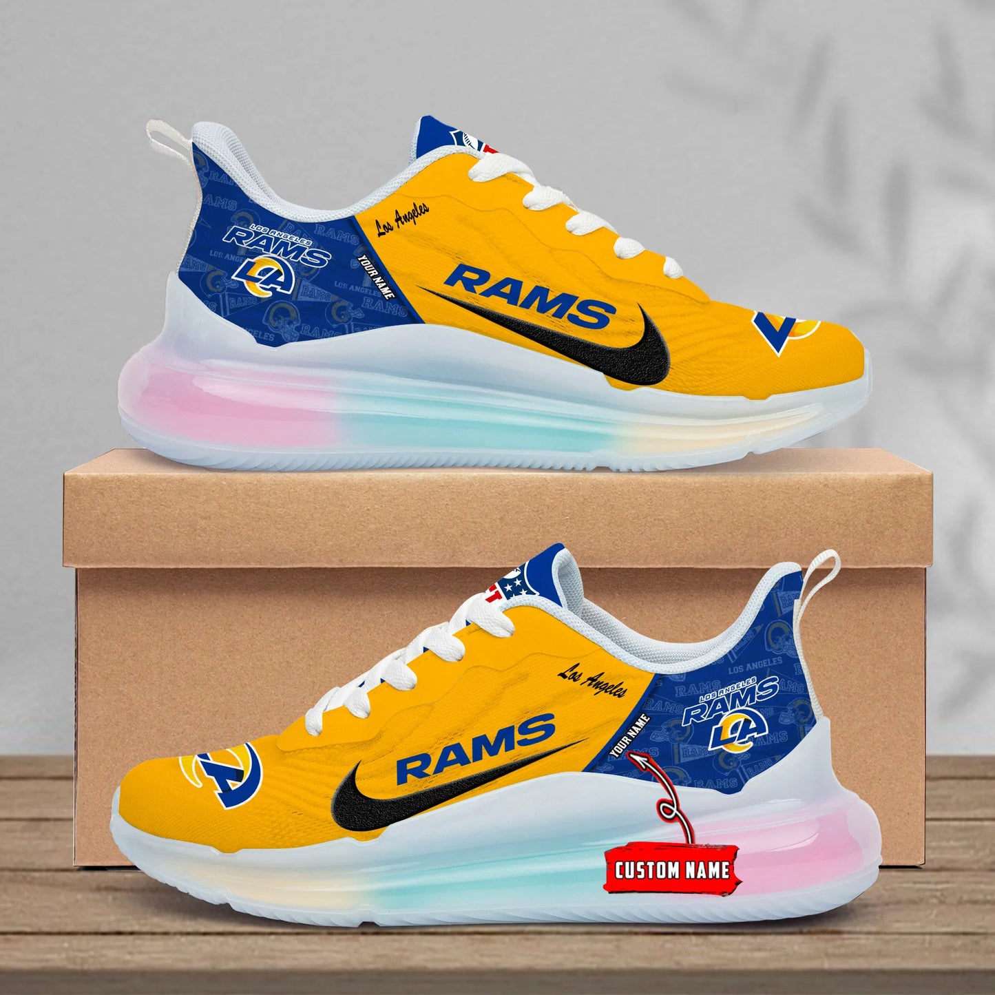 Los Angeles Rams Rainbow Cushion Running Shoes AZBTCRS00026