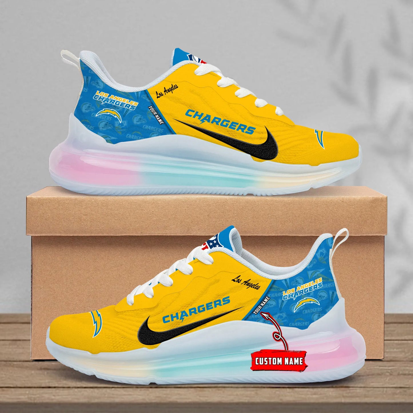 Los Angeles Chargers Rainbow Cushion Running Shoes AZBTCRS00027