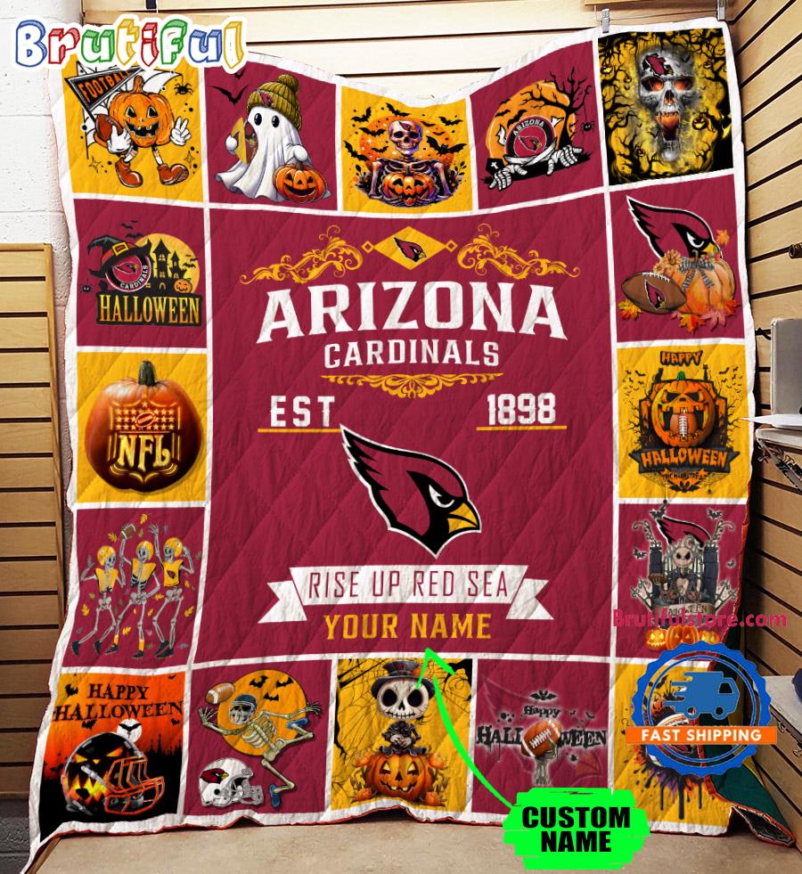 Arizona Cardinals Special Pumpkin Halloween Quilt Blanket AZBTQLT000001