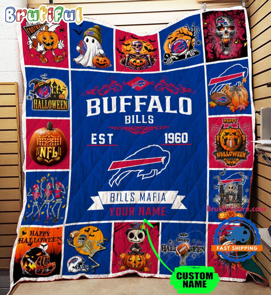 Buffalo Bills Special Pumpkin Halloween Quilt Blanket AZBTQLT000004