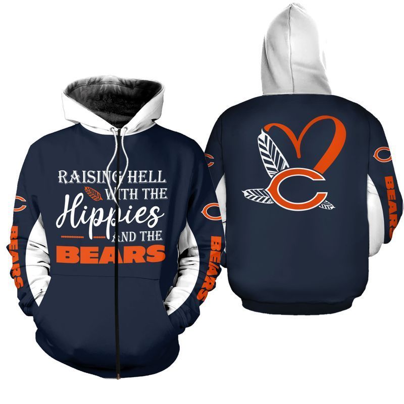 NFL Chicago Bears Limited Edition All Over Print Hoodie Sweatshirt Zip Hoodie T shirt  Unisex Size