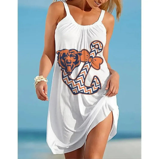 NFL Chicago Bears Print Halter Beach Dress 52