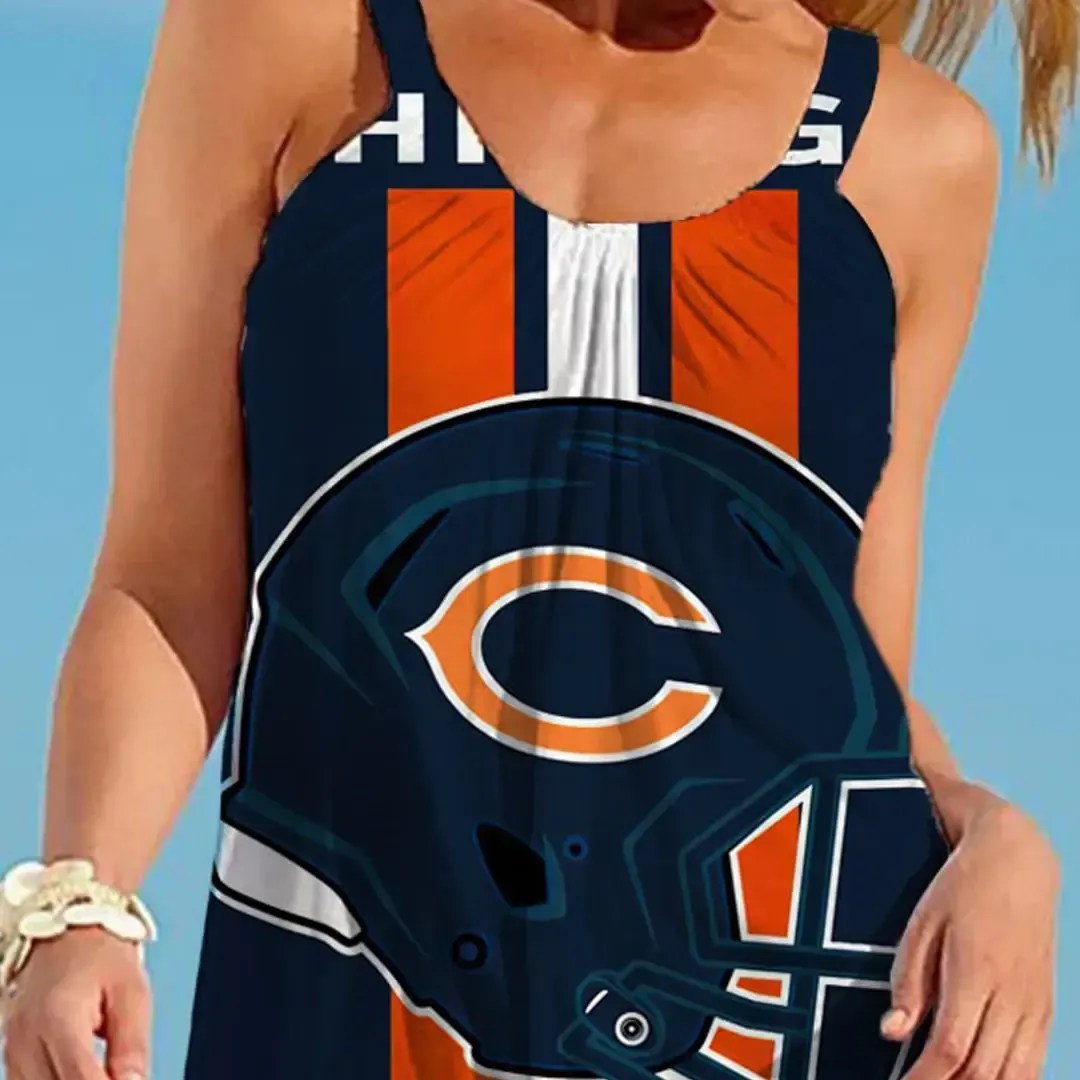 Nfl Chicago Bears Printed Beach Dress For Leisure 54