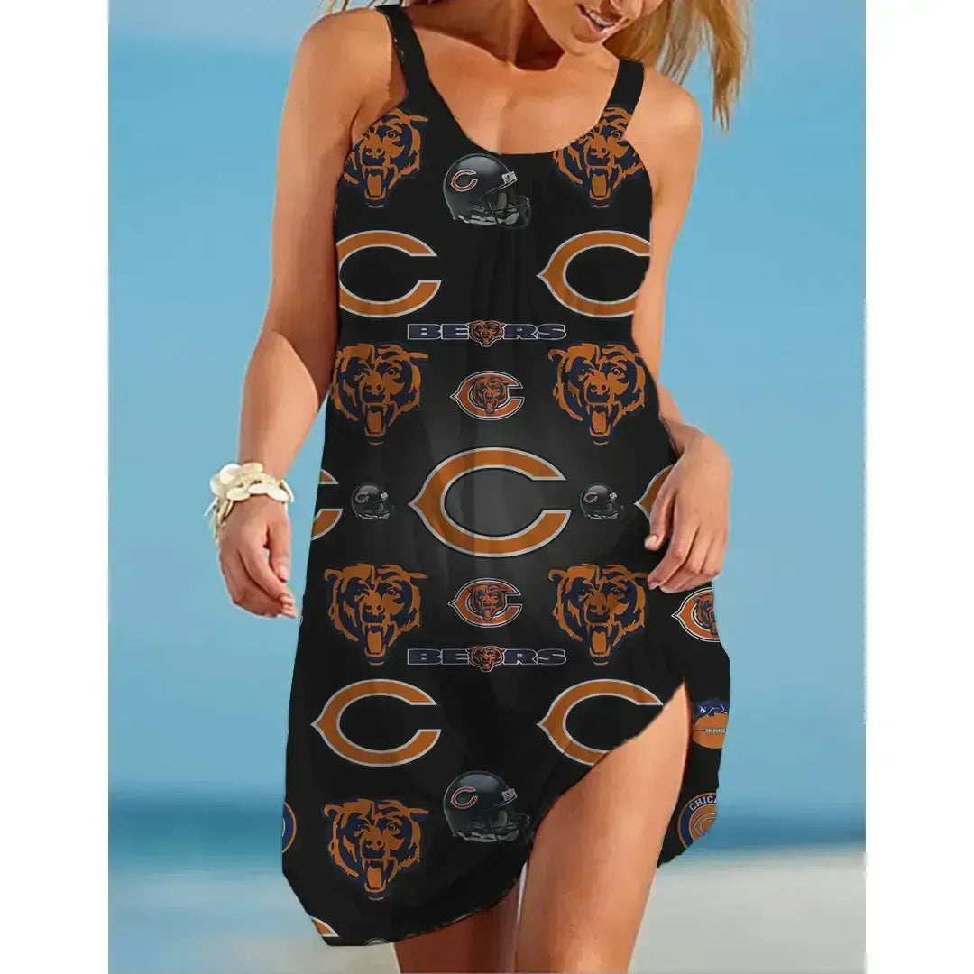 Nfl Chicago Bears Printed Beach Dress For Leisure 55
