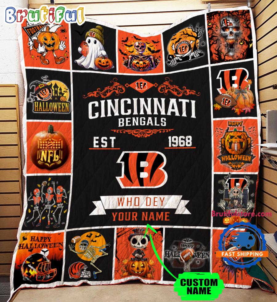 Cincinnati Bengals Special Pumpkin Halloween Quilt Blanket AZBTQLT000007