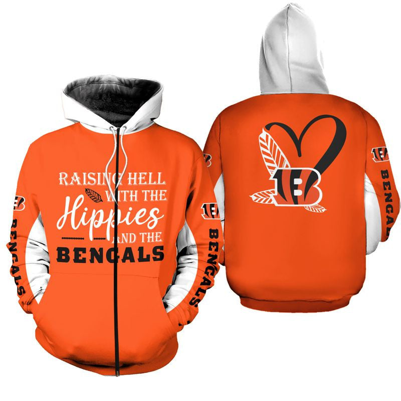 NFL Cincinnati Bengals Limited Edition All Over Print Hoodie Sweatshirt Zip Hoodie T shirt Unisex Size NEW018012