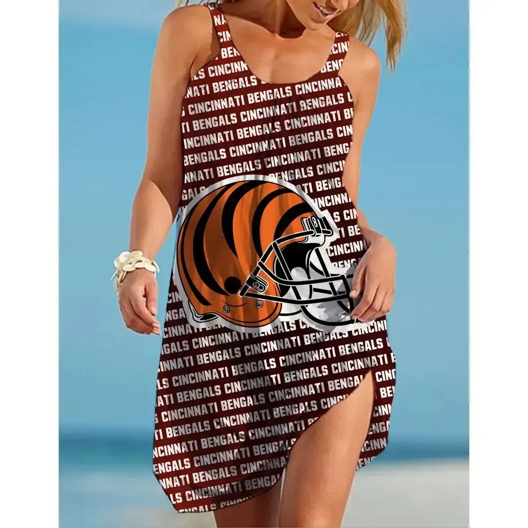 Nfl Cincinnati Bengals Printed Beach Dress For Leisure 36