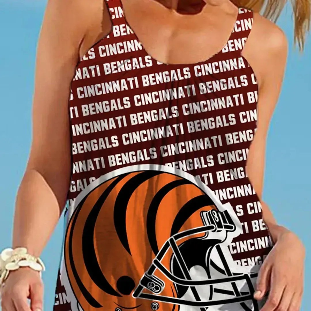 Nfl Cincinnati Bengals Printed Beach Dress For Leisure 36