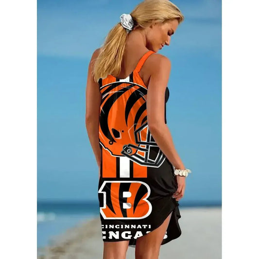 Nfl Cincinnati Bengals Printed Beach Dress For Leisure 37