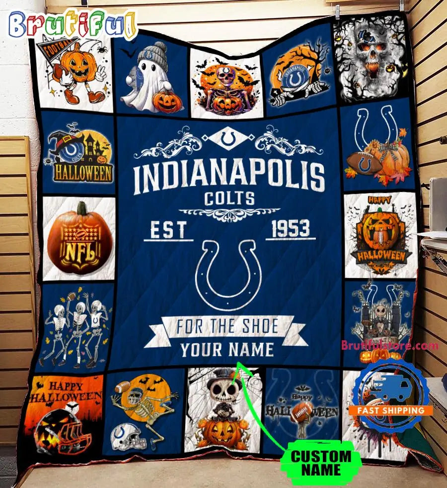 Indianapolis Colts Special Pumpkin Halloween Quilt Blanket AZBTQLT000014