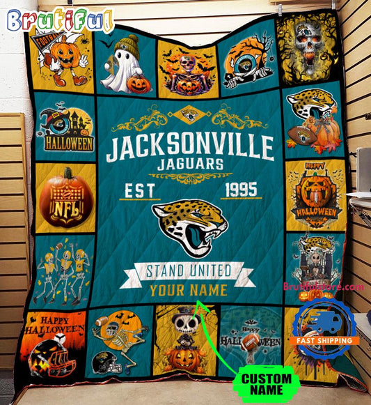 Jacksonville Jaguars Special Pumpkin Halloween Quilt Blanket AZBTQLT000015