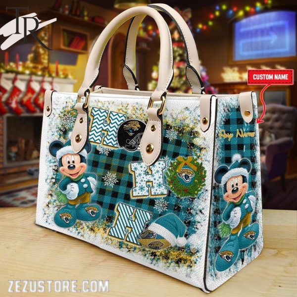 Jacksonville Jaguars Personalized Ho Ho Ho Christmas Leather Hand Bag BBLTHB486