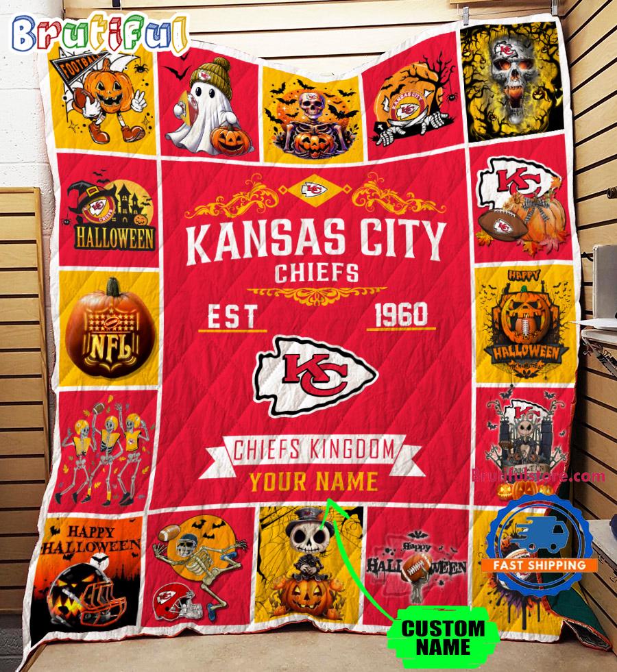 Kansas City Chiefs Special Pumpkin Halloween Quilt Blanket AZBTQLT000016