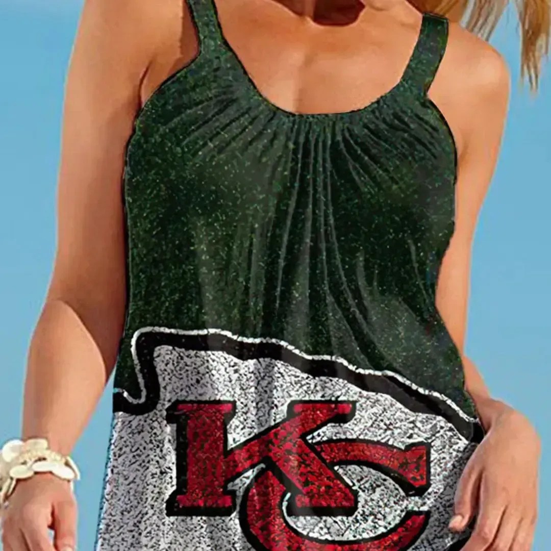 Nfl Kansas City Chiefs Printed Beach Dress For Leisure 47