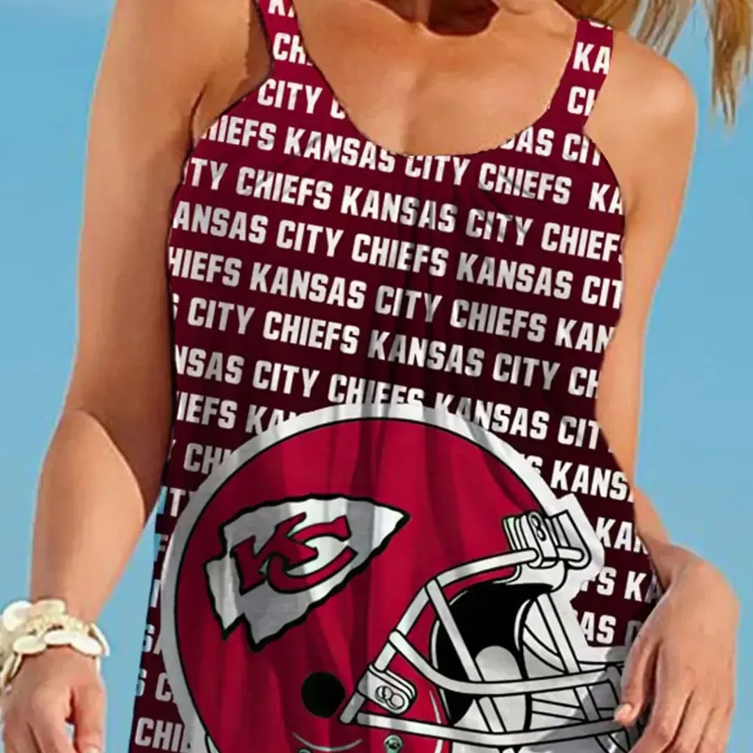Nfl Kansas City Chiefs Printed Beach Dress For Leisure 49