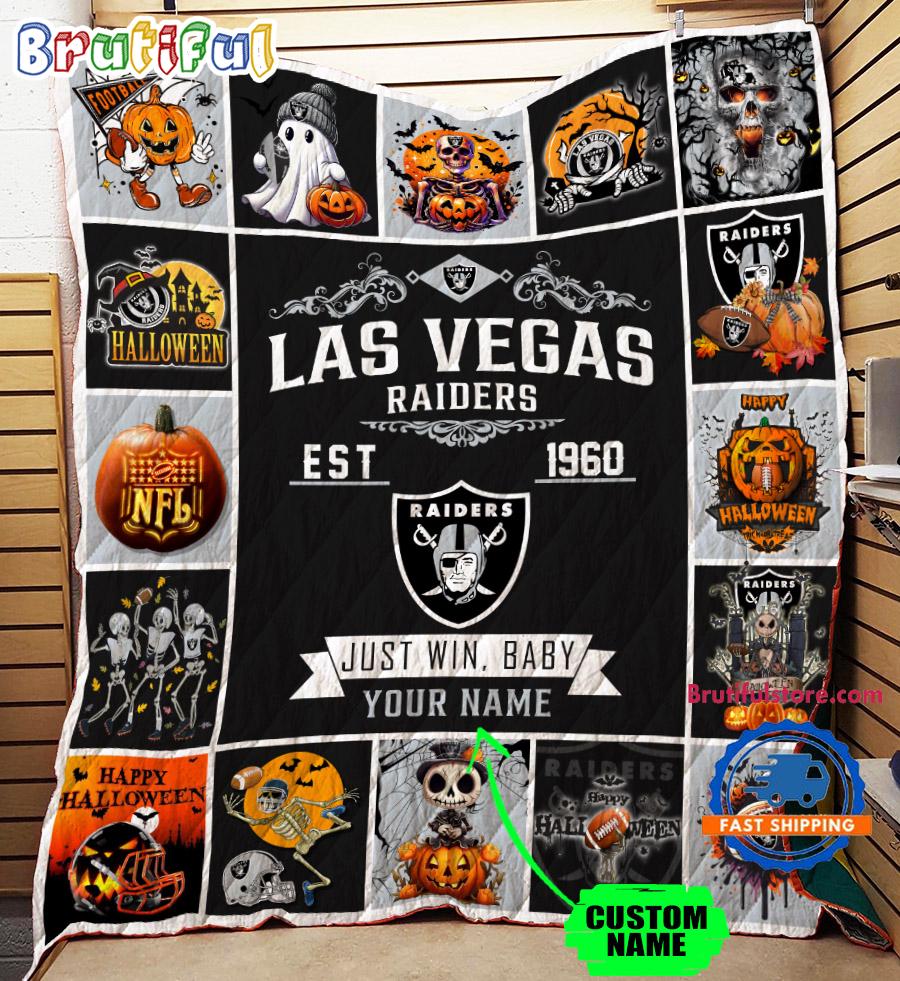 Las Vegas Raiders Special Pumpkin Halloween Quilt Blanket AZBTQLT000017