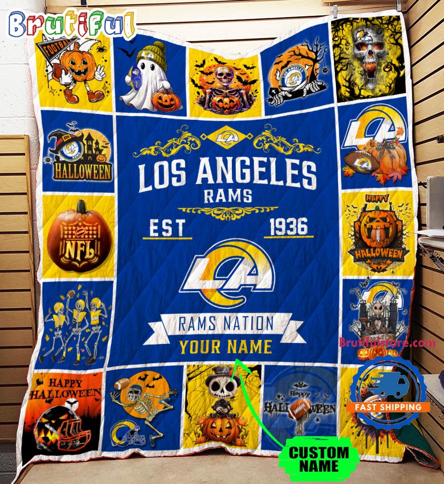 Los Angeles Rams Special Pumpkin Halloween Quilt Blanket AZBTQLT000019
