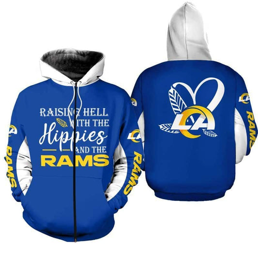 NFL Los Angeles Rams Limited Edition All Over Print Hoodie Sweatshirt Zip Hoodie T shirt  Unisex Size