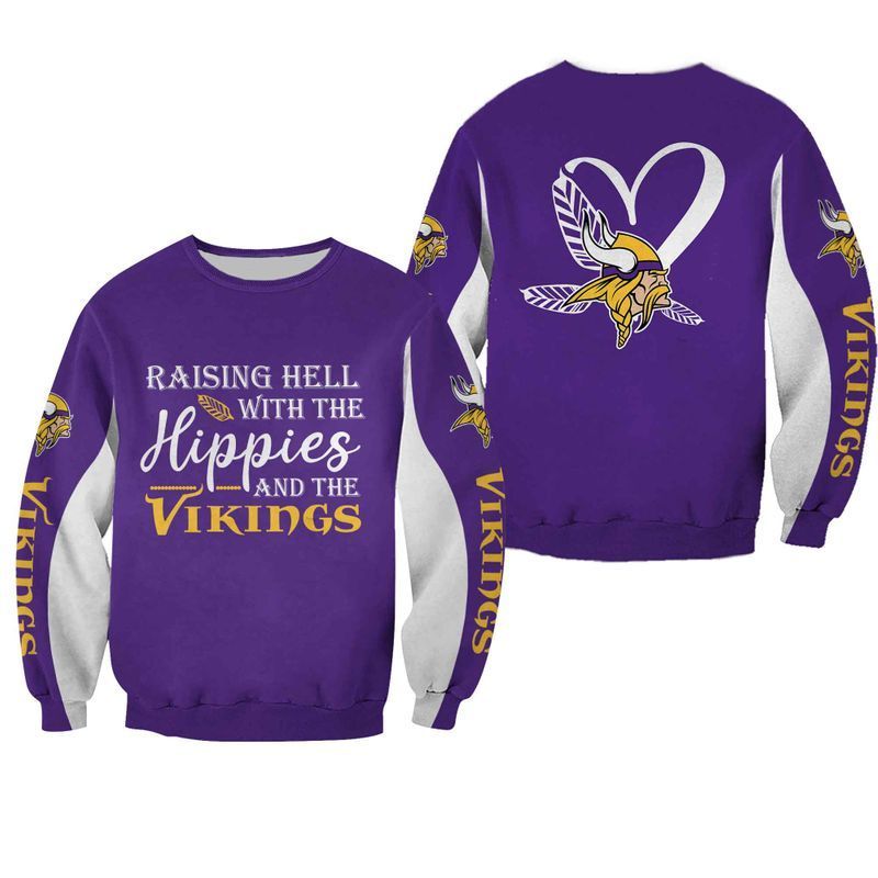 NFL Minnesota Vikings Limited Edition All Over Print Hoodie Sweatshirt Zip Hoodie T shirt  Unisex Size