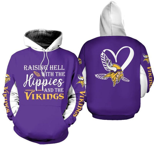 NFL Minnesota Vikings Limited Edition All Over Print Hoodie Sweatshirt Zip Hoodie T shirt  Unisex Size